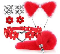Plug anale 4pcs carino coda anale plug orecchie di gatto fasce set collo collare morsetti per capezzoli cosplay giocattoli erotici del sesso per coppie maschili femminili