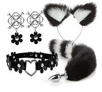 Plug anale 4pcs carino coda anale plug orecchie di gatto fasce set collo collare morsetti per capezzoli cosplay giocattoli erotici del sesso per coppie maschili femminili