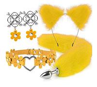Plug anale 4pcs carino coda anale plug orecchie di gatto fasce set collo collare morsetti per capezzoli cosplay giocattoli erotici del sesso per coppie maschili femminili