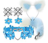 Plug anale 4pcs carino coda anale plug orecchie di gatto fasce set collo collare morsetti per capezzoli cosplay giocattoli erotici del sesso per coppie maschili femminili