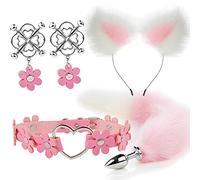 Plug anale 4pcs carino coda anale plug orecchie di gatto fasce set collo collare morsetti per capezzoli cosplay giocattoli erotici del sesso per coppie maschili femminili