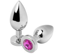Plug anale 5,71 cm piccolo metalhard anal diamond rosa, Lunghezza 90 mm, Larghezza 55 mm, Profondità 30 mm, Dipartimento Couple, Colore Argento