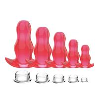 Plug anale 5 dimensioni Speculum vuoto Sbirciare perline anali Butt Plug con tappo Tunnel Trasparente Giocattoli del sesso anale Per Donna Uomo Gay