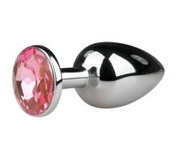 Plug anale a cono EasyToys Metal No.1 con pietra rosa (argento, 2,7 cm)