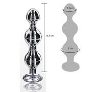 Plug anale a sfere maxi dilatatore indossabile con pietra grande butt in metallo