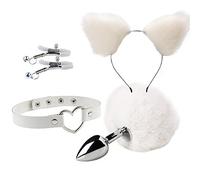 Plug anale Accessorio cosplay giocattolo di coda Plug anale Butt plug ano in metallo per giochi per adulti di feste cosplay fetish (tappo in metallo bianco)