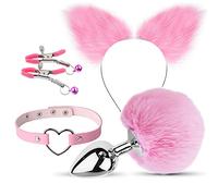 Plug anale Accessorio cosplay giocattolo di coda Plug anale Butt plug ano in metallo per giochi per adulti di feste cosplay fetish (tappo in metallo rosa)