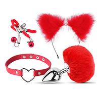 Plug anale Accessorio cosplay giocattolo di coda Plug anale Butt plug ano in metallo per giochi per adulti di feste cosplay fetish (tappo in metallo rosso)