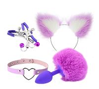 Plug anale Accessorio cosplay giocattolo di coda Plug anale Butt plug ano in metallo per giochi per adulti di feste cosplay fetish (tappo in silicone viola)
