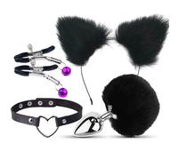 Plug anale Accessorio cosplay giocattolo di coda Plug anale Butt plug ano in metallo per giochi per adulti di feste cosplay fetish (tappo in metallo nero)