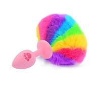 Plug anale Artiglio Coda in silicone Plug anale Taglia piccola Carino Rosa Bianco Palla colorata Ano Perlina Butt Plug Giocattolo (Pink Cat Claw K)