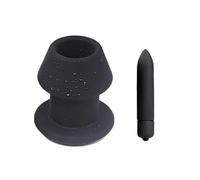 Plug anale Big Plug anale in silicone Hollow Prostate Massage Tool Butt Plug Giocattolo adulto del sesso (M e vibratore)