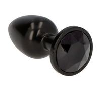 Plug Anale Blu con Gioiello Tappo Dilatatore in Metallo Per Principianti Nero