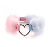 Plug anale Bondage Sex Toys Kit con collare in peluche Plug anale in metallo inossidabile Coda per adulti SM Giochi Flirt Set Coppie (colletto rosa blu)