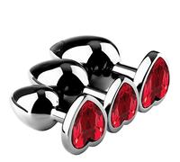 Plug anale Butt Plug anale Set 3PCS Sex Toys Butt plug anale in metallo Giocattolo per adulti con diamante di cristallo Giocattolo anale per principianti Adulto (nero)