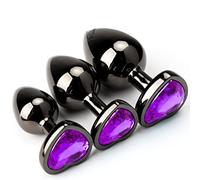 Plug anale Butt Plug anale Set 3PCS Sex Toys Butt plug anale in metallo Giocattolo per adulti con diamante di cristallo Giocattolo anale per principianti Adulto (blu scuro)
