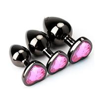 Plug anale Butt Plug anale Set 3PCS Sex Toys Butt plug anale in metallo Giocattolo per adulti con diamante di cristallo Giocattolo anale per principianti Adulto (verde)