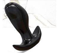 Plug anale Butt Plug Massaggiatore prostatico Grande Medio Piccolo Plug anale Butt Plug con base di ancoraggio Set di giocattoli sessuali in silicone per principianti Uomini esperti(Schwarz,L)