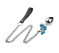 Plug anale Catena di trazione Campana Plug anale Perline anali in metallo Ano di cristallo Perline erotiche Butt Plug Giocattoli sessuali Gay Bdsm(azzurro-C)