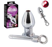 Plug Anale Cavo in Alluminio con Tappo Filettato Rimuovibile Anal Plug Deluxe