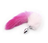 Plug anale Coda di plug anale sexy colore viola corrispondente capelli artificiali dispositivo di masturbazione anale plug anale giocattolo per adulti (rosa in acciaio inossidabile)