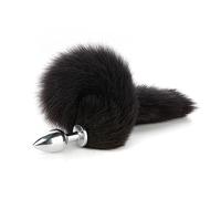 Plug anale Coda di volpe nera staccabile da 40 cm con plug anale in metallo liscio Giocattoli erotici per donne Coppie gay Butt plug erotico Bdsm Negozio di sesso per adulti (Black Tail S)