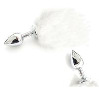 plug anale con coda bianco dildo in acciaio sexy toys per uomo donna realistico