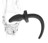 Plug anale con coda di cane Butt plug anale in silicone Massaggio del punto G della prostata Giochi di ruolo SM Giochi con animali Fetish Masturbazione Giocattolo sessuale per donne, Nero(S)
