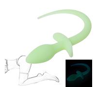 Plug anale con coda di cane Plug anale in silicone Plug coda fluorescente Prostata Vagina Massaggio Ano Dilatatore Pet Play Masturbazione Giocattolo sessuale per donne Uomini Principianti Coppie