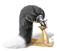 Plug anale con coda di volpe, plug in acciaio inossidabile con coda di volpe, plug anale con coda di volpe, stimolatore per donne, cosplay, bondage SM, sex toy per donne con coda