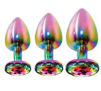 Plug anale con gioiello tappo in alluminio dildo dilatatore anal butt kit 3 pz