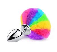 Plug anale Cosplay Sex Toys Maschera Coda Plug anale Metallo Anus Butt Plug Maschera Maschera Party Sexy Maschera per adulti Gioco Gumgum Adult (Stainless Rainbow2)