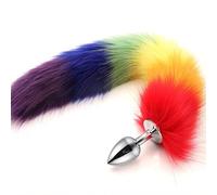 Plug anale Cosplay Sex Toys Maschera Coda Plug anale Metallo Anus Butt Plug Maschera Maschera Party Sexy Maschera per adulti Gioco Gumgum Adult (Stainless Rainbow1)