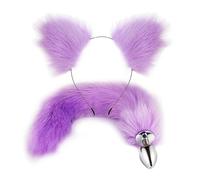 Plug anale Cute Cat Ears Bell Fasce per capelli Finta coda di volpe Butt Plug anale Cosplay Accessori per il sesso per adulti Set Giocattoli sexy Per Donna