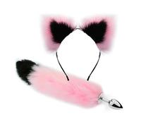 Plug anale Cute Cat Ears Bell Fasce per capelli Finta coda di volpe Butt Plug anale Cosplay Accessori per il sesso per adulti Set Giocattoli sexy Per Donna