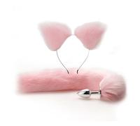Plug anale Cute Cat Ears Bell Fasce per capelli Finta coda di volpe Butt Plug anale Cosplay Accessori per il sesso per adulti Set Giocattoli sexy Per Donna