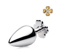 Plug anale Diametro 34mm * Lunghezza 83mm Dimensioni medie Quattro fogli di copertura Plug anale in metallo Gioielli perline di testa Dildo Giocattoli del sesso Per Uomo Donna