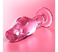 Plug Anale Dilatatore Ano Vetro Borosilicato Rosa 12.5 cm Resistente Dildo Rosa
