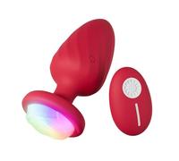 Plug Anale-Dilatatore Donna Vibrante,Vibratore Anale con Telecomando,Silicone Morbido/LED Multicolore,Plug Anale-Dilatatore Uomo Sex Toys (Rosso2)