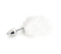 Plug Anale Dilatatore Mini Coda Pelo Bianco Dildo Piccolo Unisex Metallo 2,5 cm
