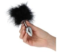 Plug Anale Dilatatore Mini con Coda Pelo Nero Dildo Piccolo Unisex Metallo 2,5cm