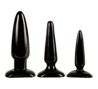 Plug Anale Dilatatore Set 3Misure SexToys Nero Dildo Penetrazione Vinile Morbido
