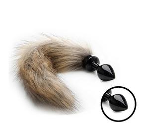 Plug anale dilatatorepiccolo in metallo con coda mini dildo butt indossabile