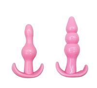 Plug anale Dildo anale morbido Butt Plug Massaggiatore prostatico Falli gay per adulti Plug anale Perline Punto G Giocattoli erotici Prodotti (rosa-2 pezzi)