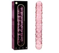 Plug Anale Dildo in Vetro Borosilicato Rosa Trasparente Stimolante Unisex 18,5cm
