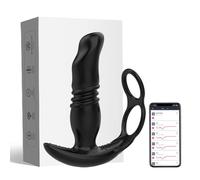 Plug anale Dildo telescopico Vibratore anale Prostata Anello di ritardo Vibratore Butt Plug Giocattoli sessuali Gay (APP)