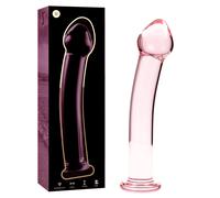 Plug Anale Dildo Vetro Borosilicato Resistente Dilatatore Rosa Trasparente 15 cm