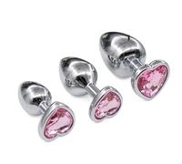 Plug anale HEnorme set pesante di piccole dimensioni medie e grandi Masturbatore a cuore rosa Perline anali in metallo Butt plug inserto P Spot Culo giocattolo del sesso Dildo Sex Machine