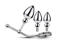 Plug anale Gancio anale Plug anale Anello per pene Sfera rimovibile in metallo Mobile Singola doppia sfera Giocattoli sexy Per Men Sexy Shop Plug anale in acciaio