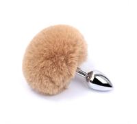 Plug anale Giocattoli adulti del sesso Palla di capelli Coda Plug anale Piuma Pull Beads Metallo Acciaio inossidabile Plug anale Back Court Flirt Toys (marrone)